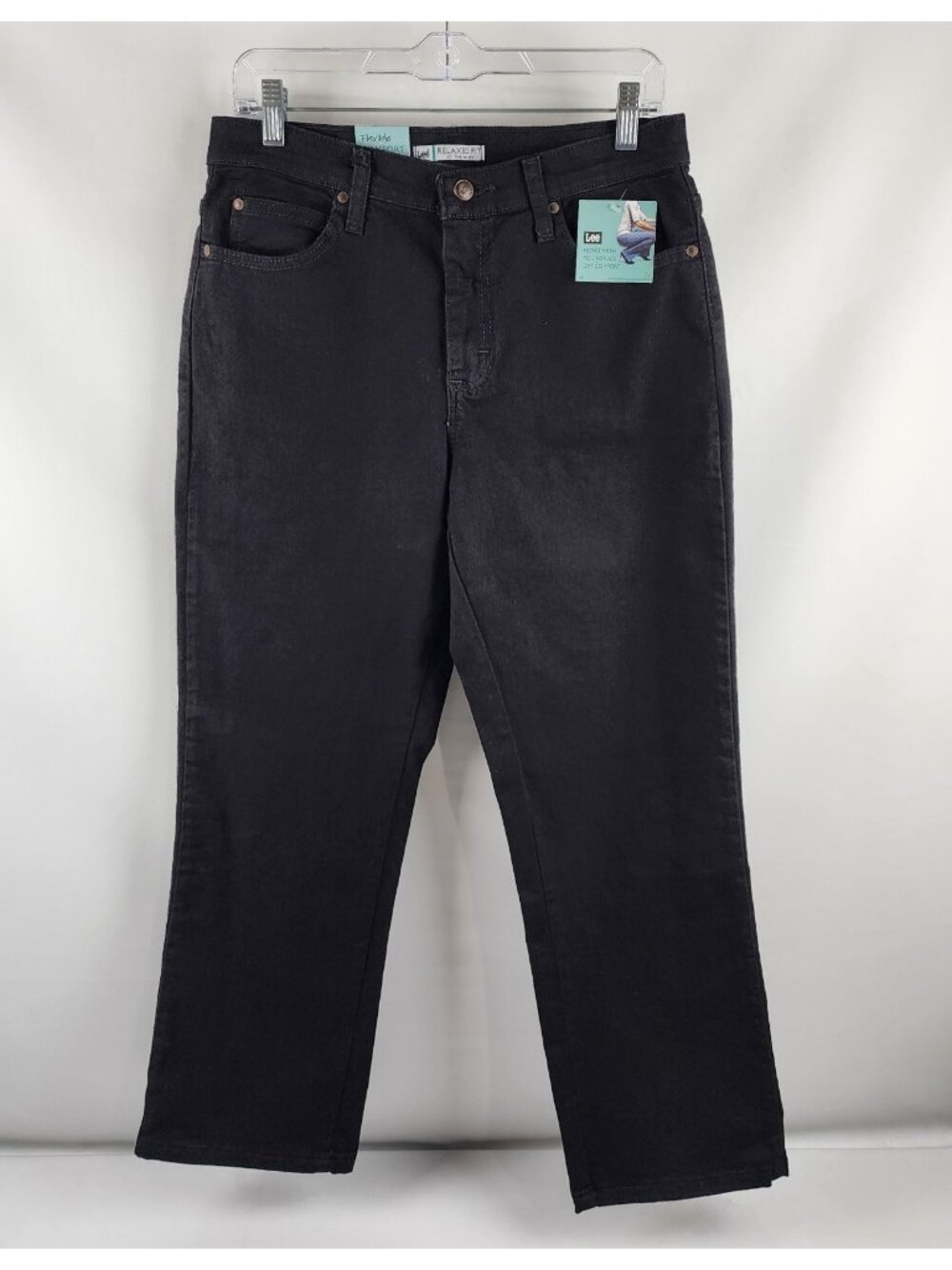 Lee Jeans Womens 10P Black Relaxed Fit Stretch Straight Fit Denim NWT